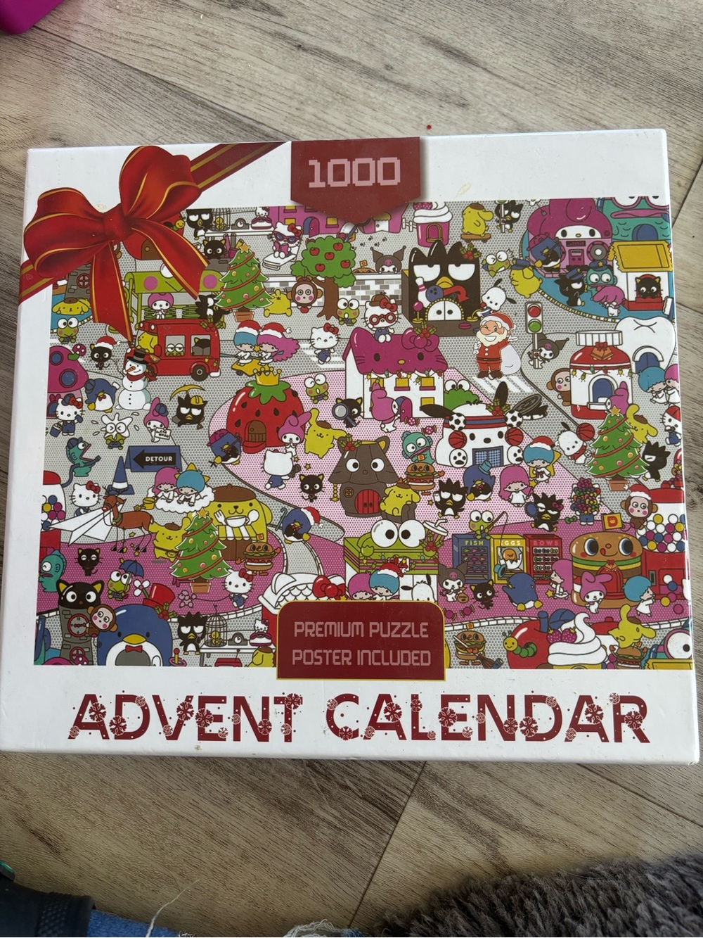 Advent Calendar 1000-Piece Holiday Puzzle - White/Pink Multicolor